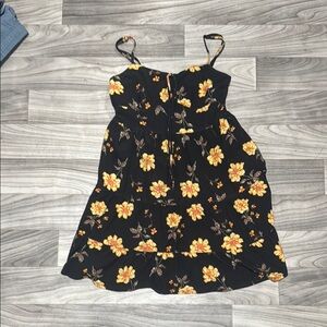 Floral Black and Yellow Kids Dress